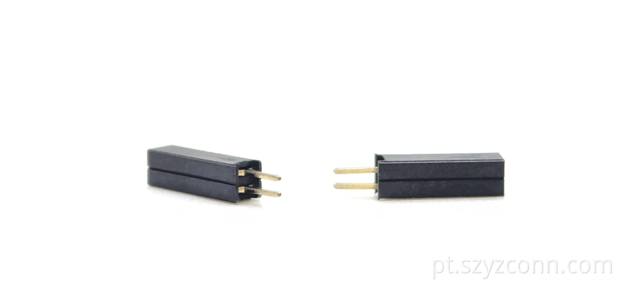 Conector fêmea do cabeçalho do passo de 1.27mm única fileira reta H8.5mm 1*2P 1.27mm Pitch Female header Connector Single Row Straight H8.5mm 1*2P